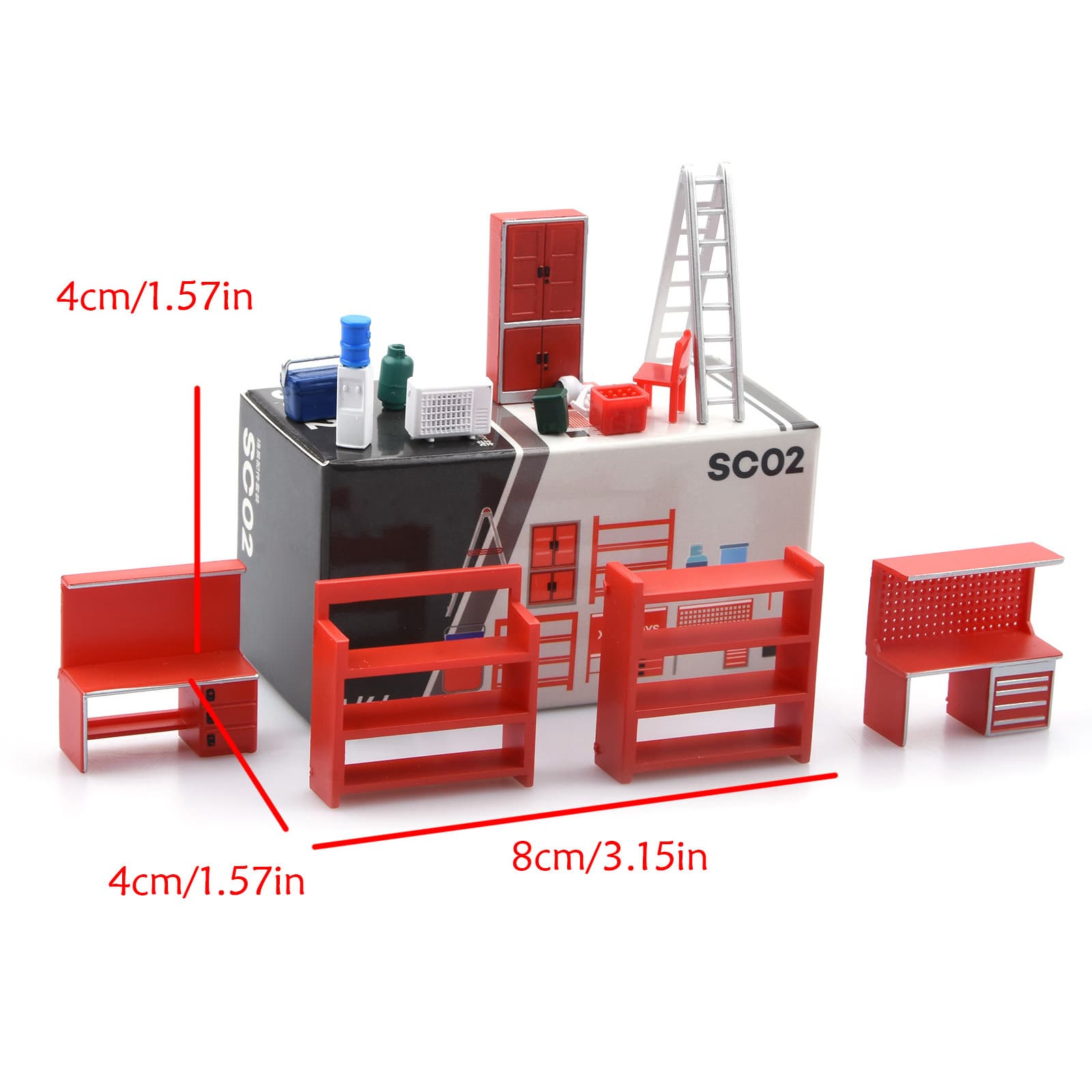 TEMU 1/64 Scale Garage Diorama Tool , Equipment Display Kit With Workbench And Storage Shelves