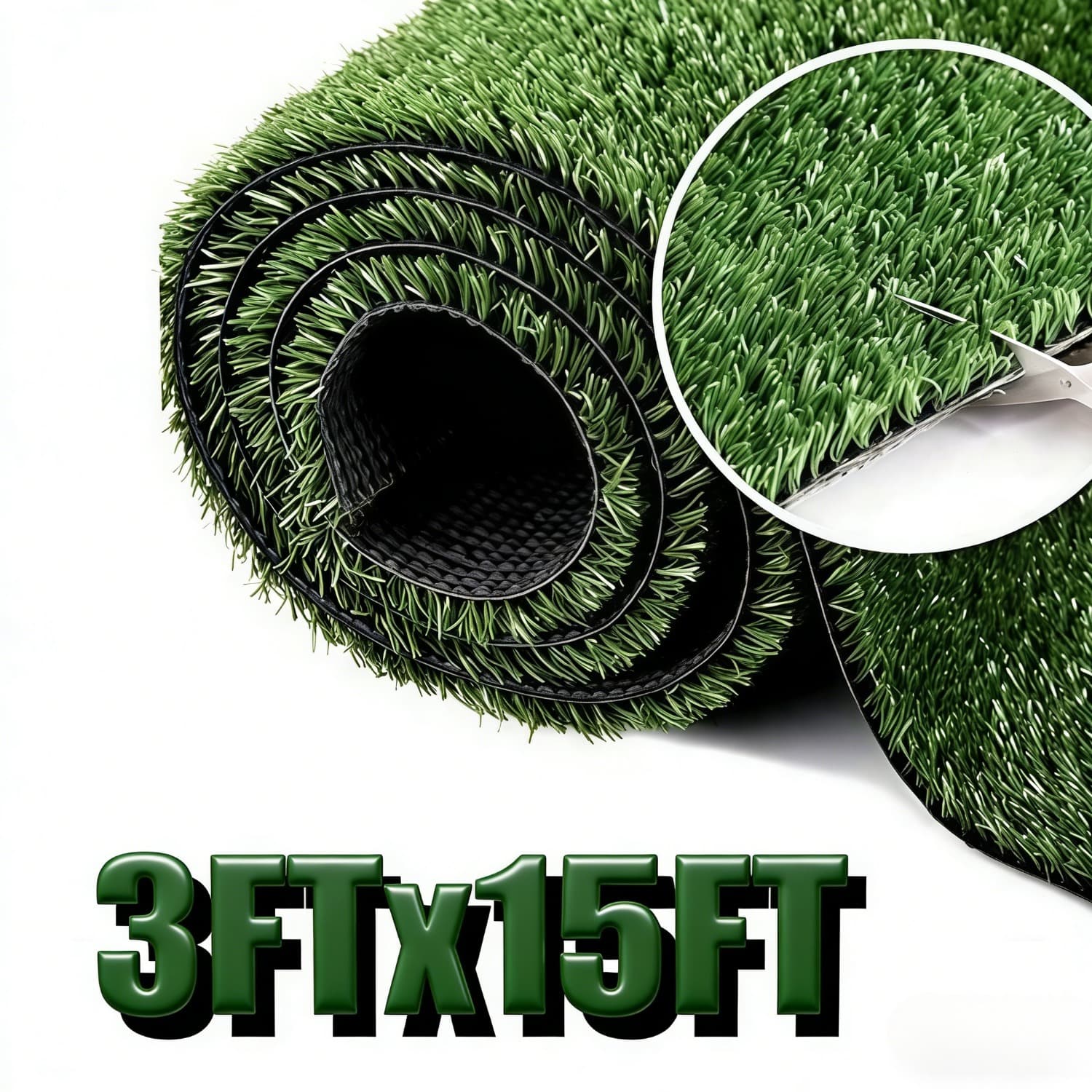 TEMU 3ft X 15ft Premium Artificial Turf - 17mm Realistic Pet-friendly Grass Mat | Uv-resistant Synthetic Lawn For Indoor/outdoor Gardens, Patios And Dog Areas
