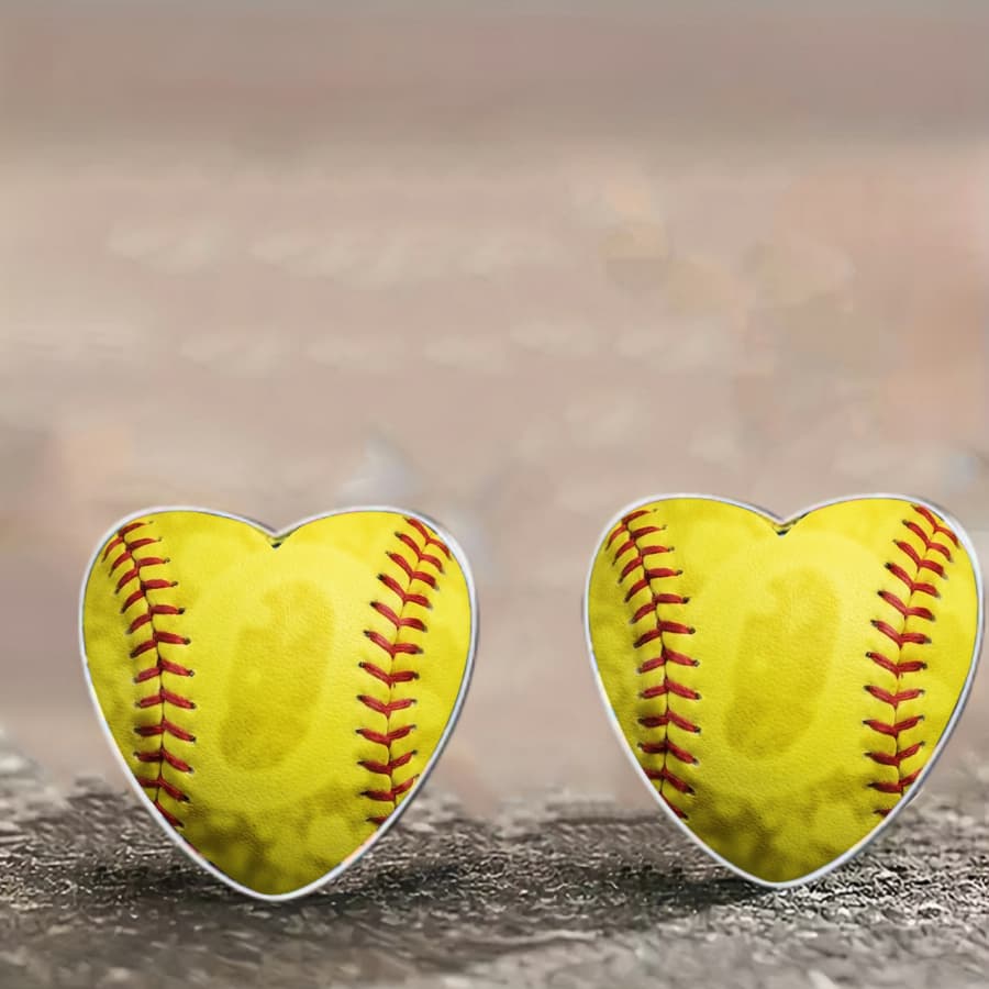 TEMU 2pcs Heart Softball Earrings Baseball Earrings Sports Earrings Love Earrings Heart Earrings Unique Jewelry Accessories Gift For Her Valentine Gifts Birthday Gifts Everyday Gifts