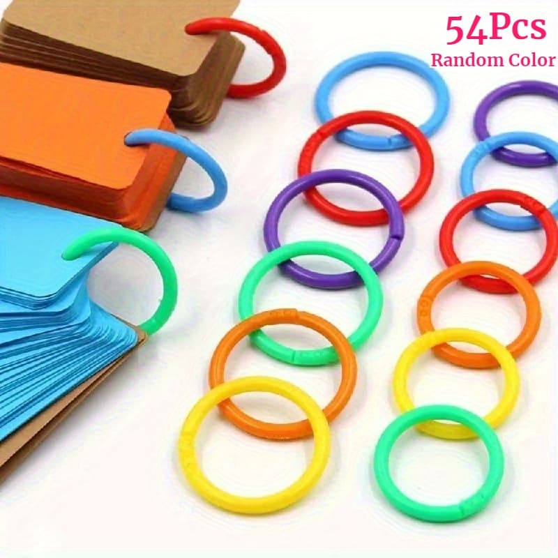 TEMU 54pcs Assorted Colors Plastic Binder Rings - Durable Office Supplies For Organizing Documents (binder Ring Color Random)