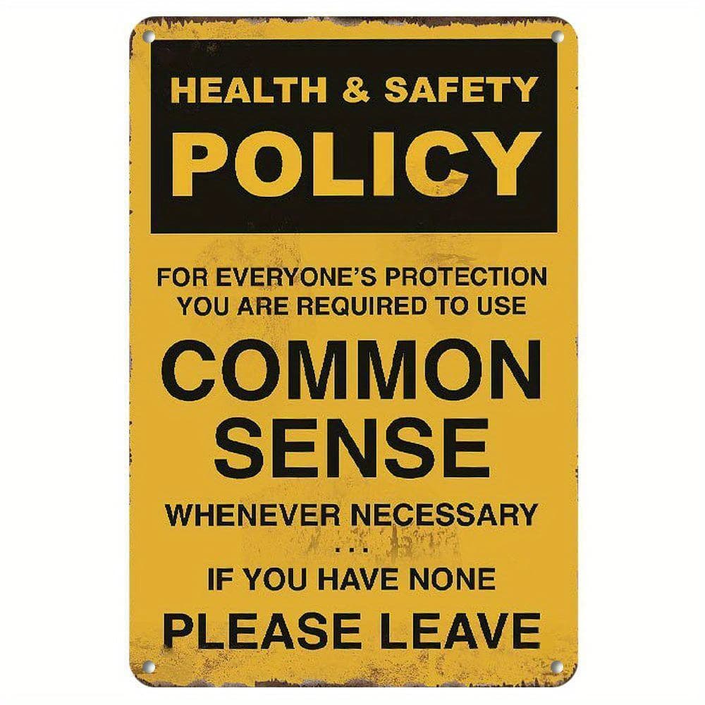 TEMU Humorous Health & Safety Metal Sign - "" Reminder, Vintage , Ideal For Bar, Workshop, Garage Wall Decor, Durable Iron Construction, Room Decor