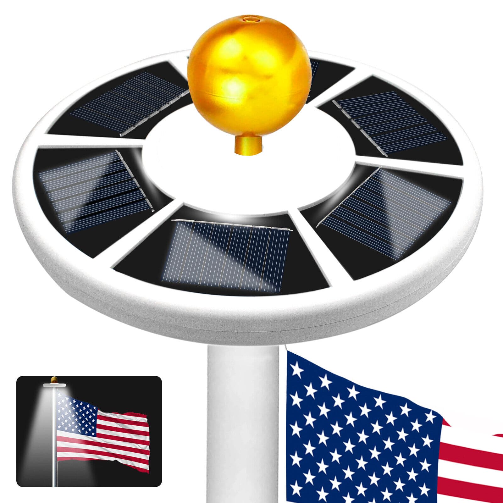 TEMU 26-248 Leds Solar Flagpole Light, Wide Coverage, Dusk-to-dawn Lighting, For 15-25 Foot Flagpoles, Ideal For Outdoor Flag Display