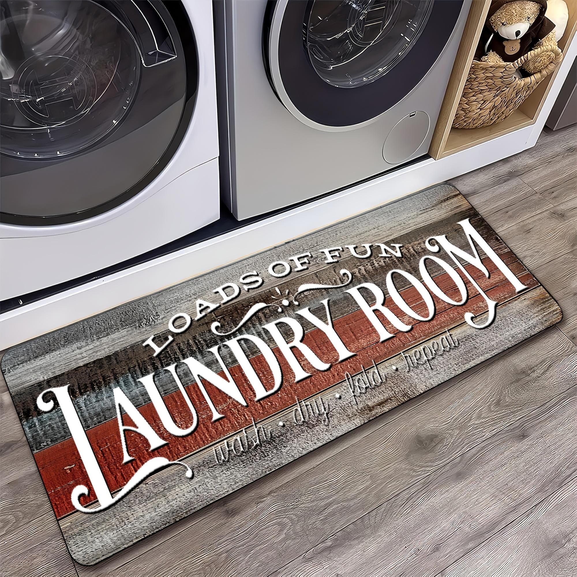 TEMU Non-slip Washable Laundry Room Runner Mat, Home Decor Floor Mat, Laundry Mat Home Decor, Laundry Room Accessories-machine Washable Mat With Laundry-themed Phrases