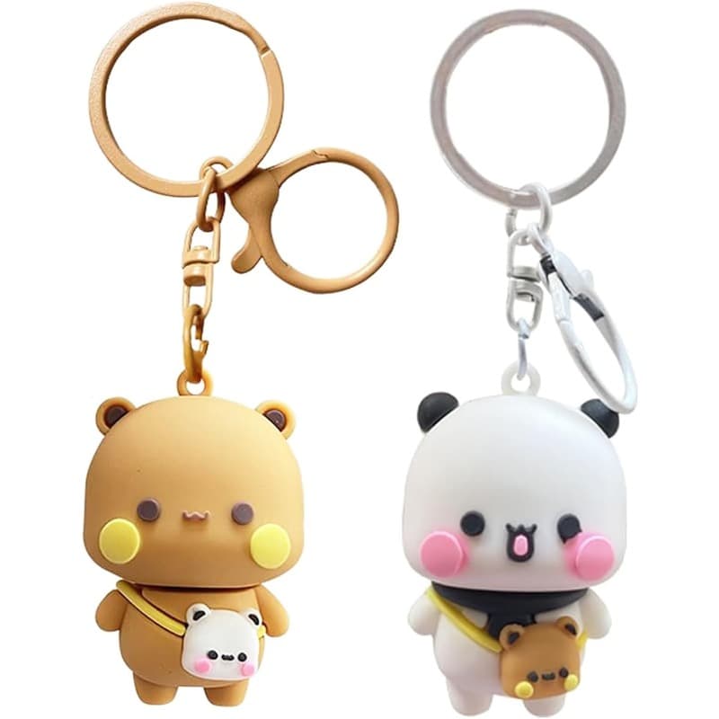 TEMU Set Of 2 Adorable Keychains Featuring And Dudu, Cute Cartoon Bear And Panda Figures, Perfect For Women And As A For Or Backpacks