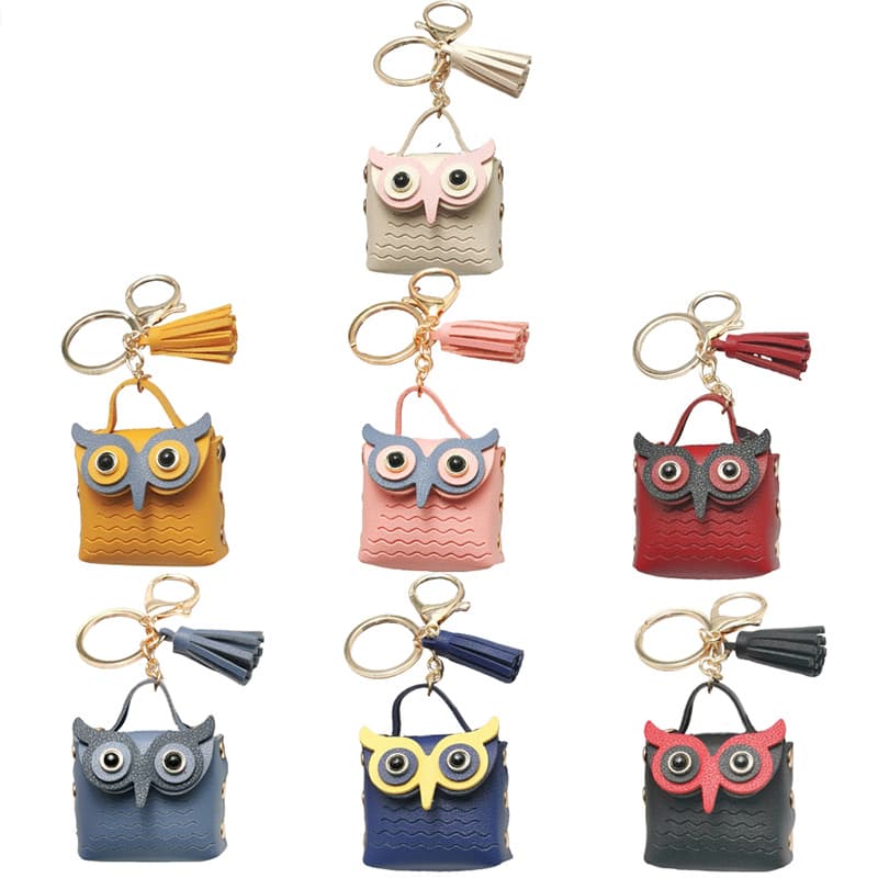 TEMU 7pcs Mini Owl Keychain With Storage Box - Lobster Clasp Cute Owl-shaped Coin Purse Suitable For &, Animal-themed Bag Charms, Party Favors, Christmas Gifts, Daily Storage (7pcs)