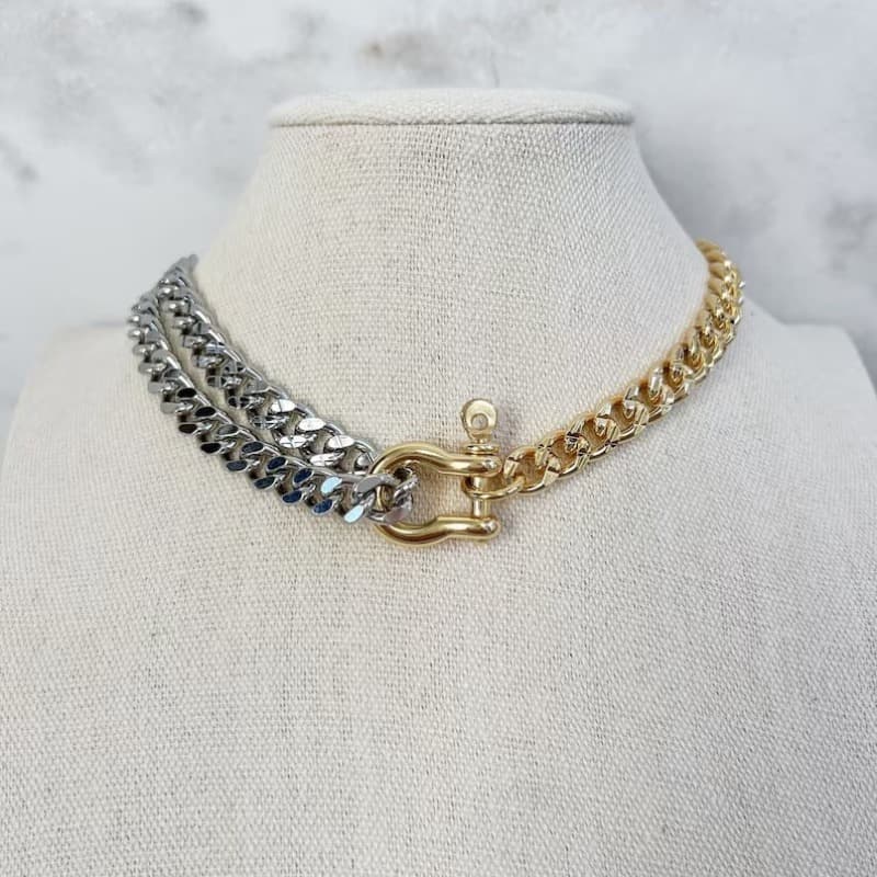 TEMU 1pc Fashionable And Stainless Steel Horseshoe Golden/silvery Women's Necklace, 50+5cm, Suitable For Daily Gifting And Parties