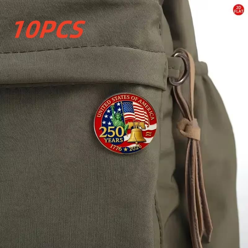 TEMU 10pcs/20pcs Set Of Alloy Brooch Commemorating The 250th Anniversary Of Day, Suitable For Family , Colleagues, Neighbors, Brothers, Sisters, Making It A Perfect Gift For Day Commemorations.