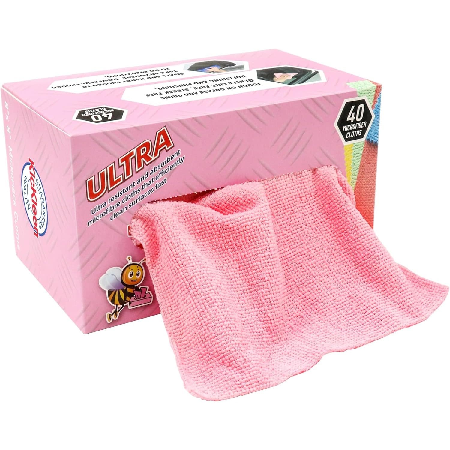 TEMU Microfiber Cleaning Cloth, Reusable, Bulk For Home, Kitchen And Car, 8 Inch X 8 Inch, 40 Pack With Box