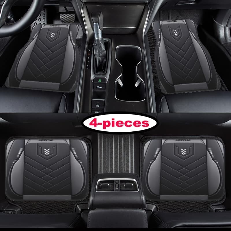 TEMU Suitable For All Car Models, 4pcs Set Gray Arrow Pattern Car Carpet, Vehicle Carpet With Non-slip Base, Easy-to-clean Car Interior Accessories