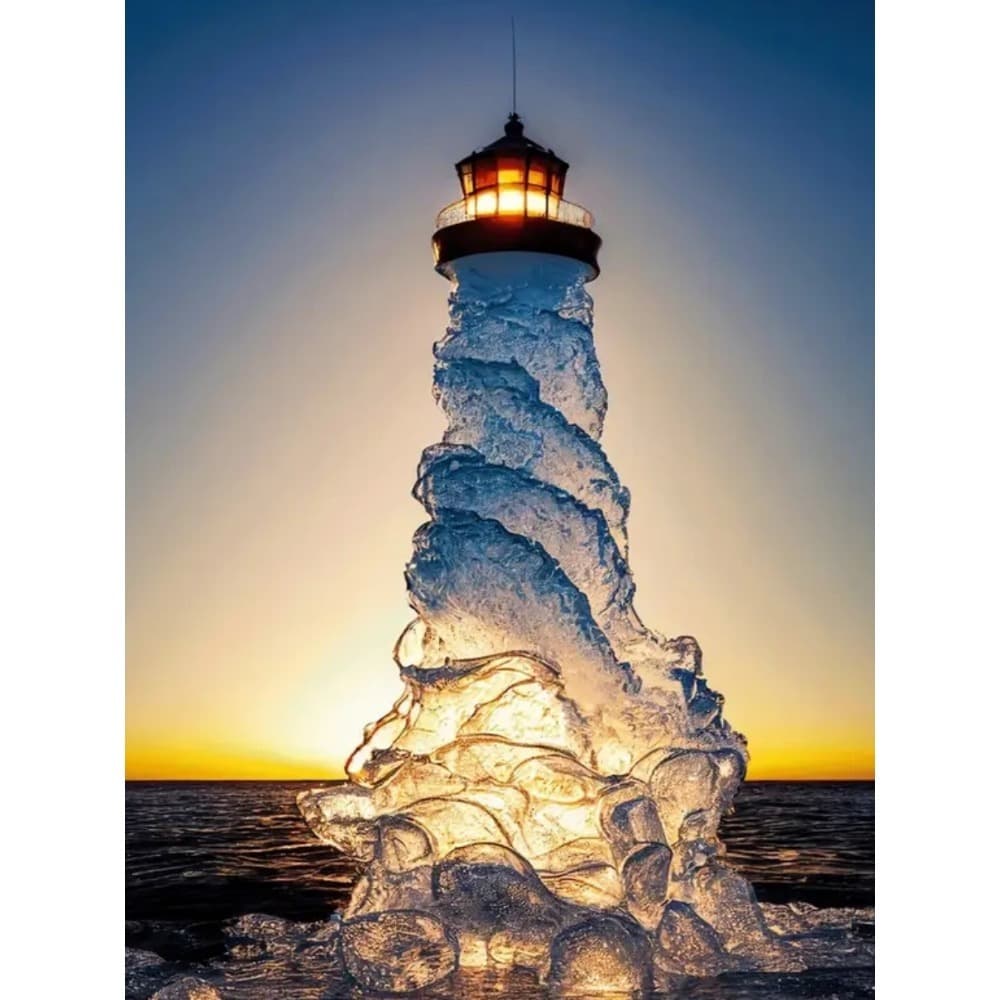 TEMU Diy 5d Lighthouse Diamond Painting Kit - 11.8x15.7in Mosaic Art, Transparent Canvas, Ideal For Decor & Unique Handmade Gift, New Diamond Painting Kits