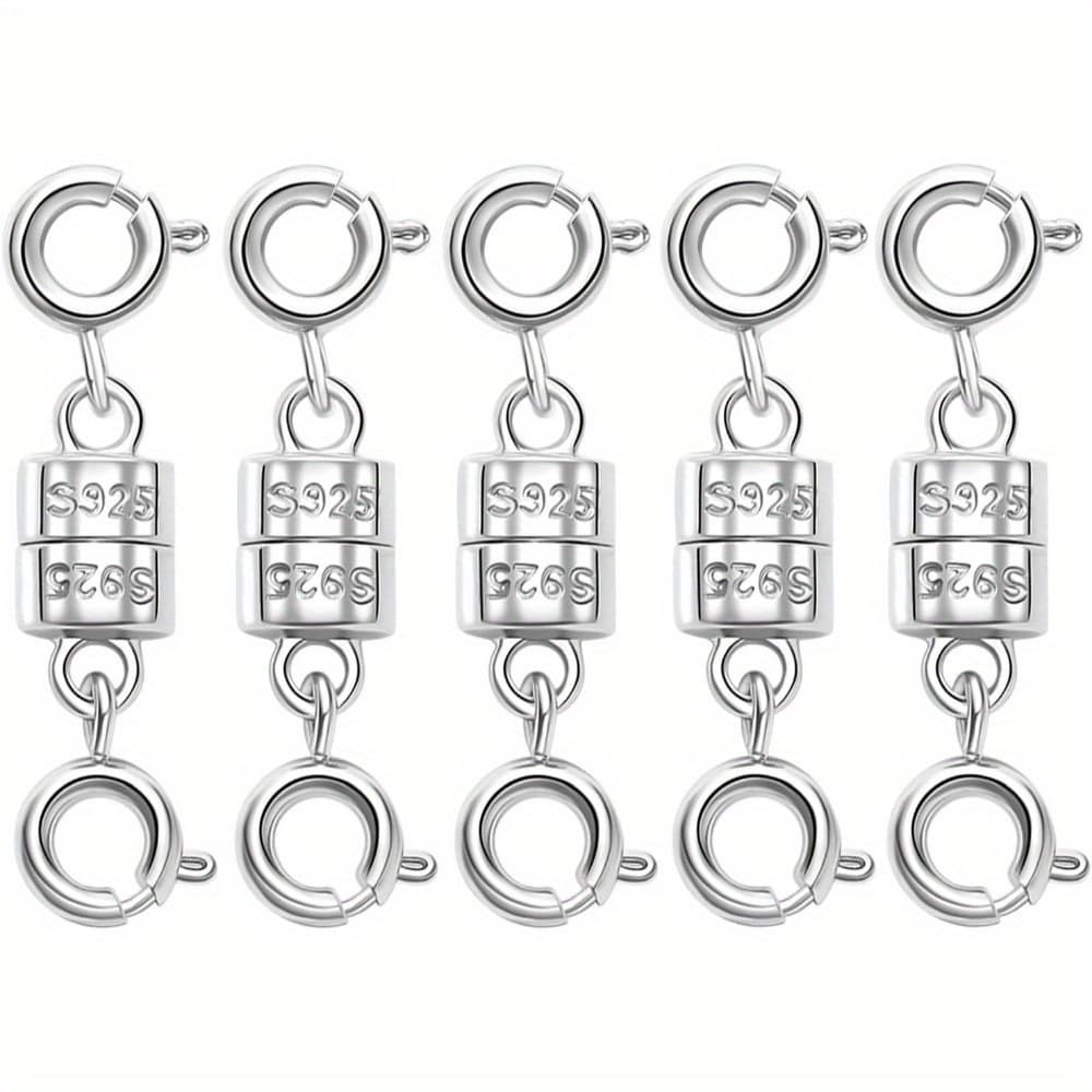 TEMU 925 Sterling Silver Magnetic Necklace Clasps And Closures, Magnetic Necklace Clasp For Jewelry Making Supplies Christmas & Halloween Gift