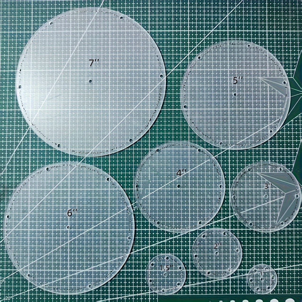 TEMU 8 Transparent Acrylic Sewing Templates - Round Patterns, Suitable For Cutting And Design, Clear Rulers