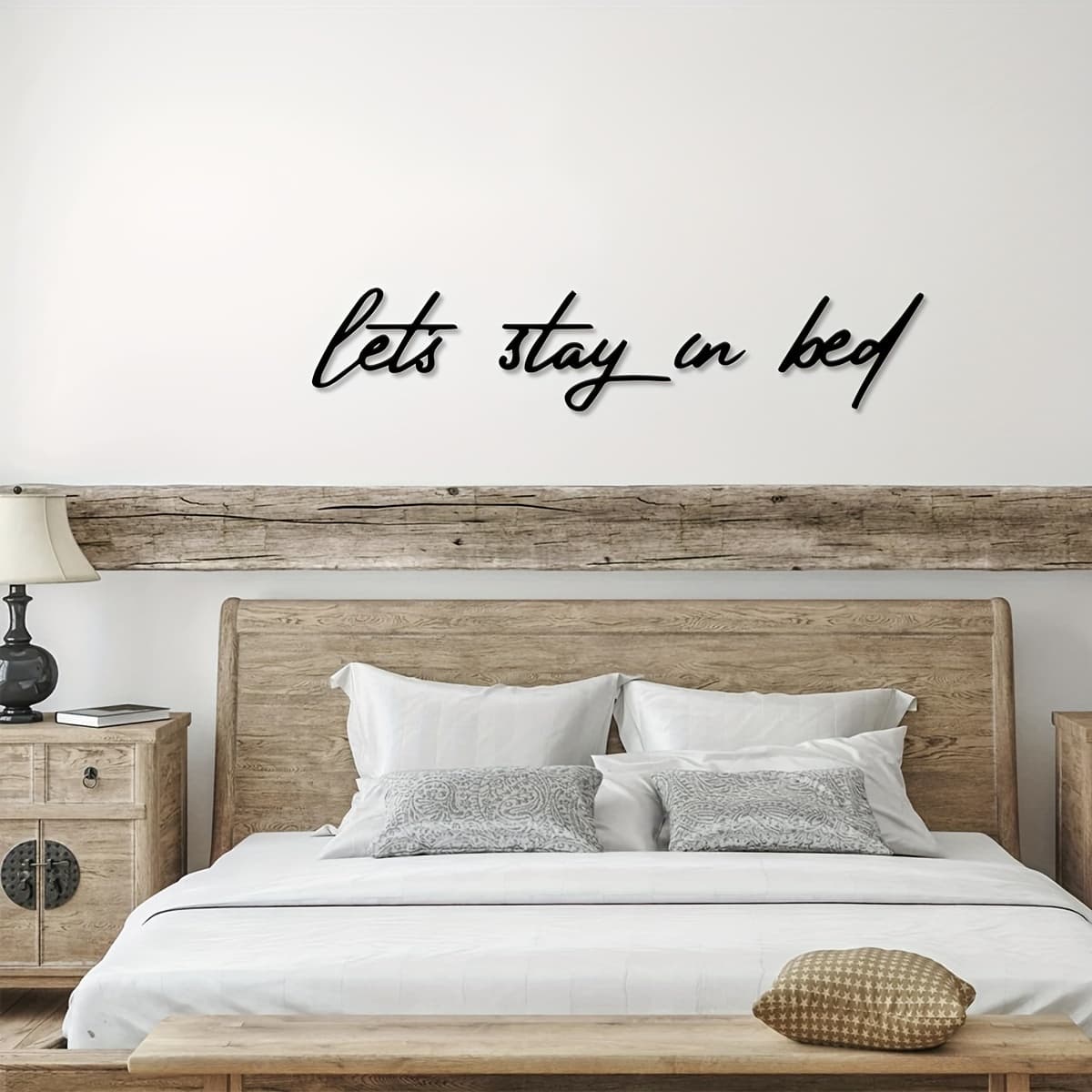 TEMU 4 Units Of ' Bed Metal Wall Art' For Halloween - Cozy Bedroom Emblem Featuring A Easy Line - Ideal Holiday Present, Family Gift, Decoration For Bedroom Or Living Room, And A Gift