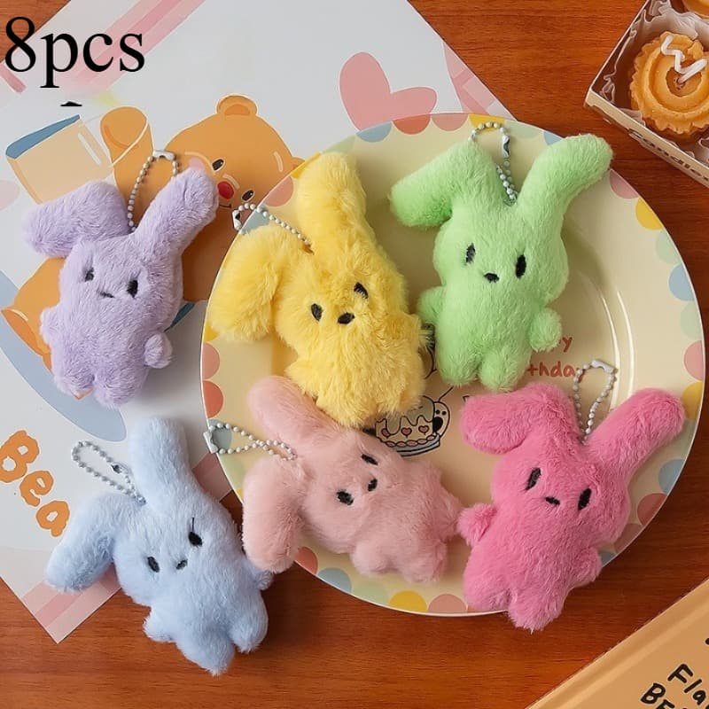 TEMU 8pcs Plush Keychain | Soft And Cute Fluffy Pendant, Nylon Rope And Alloy Chain, Ideal For Valentine's Day, Birthday, Easter Gifts