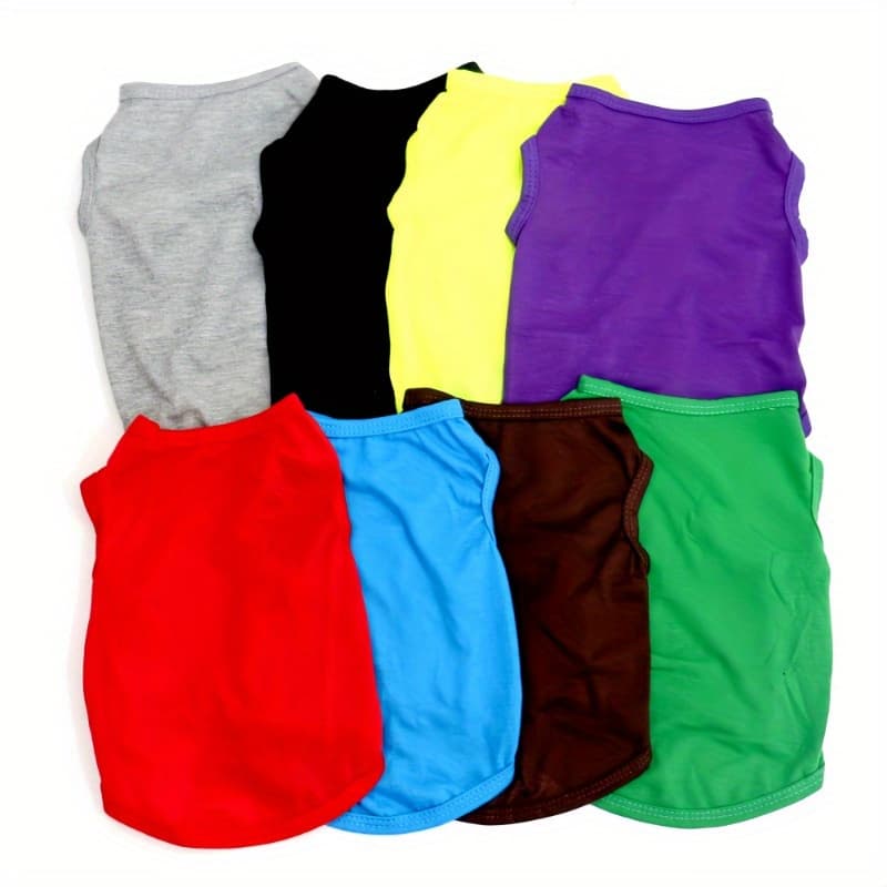TEMU 8pcs Breathable Pet Shirts For - Lightweight Sleeveless Pullover Tops, Cool Summer Outfits For Small/medium , Solid Color Dog Shirts (easy Vest Style)