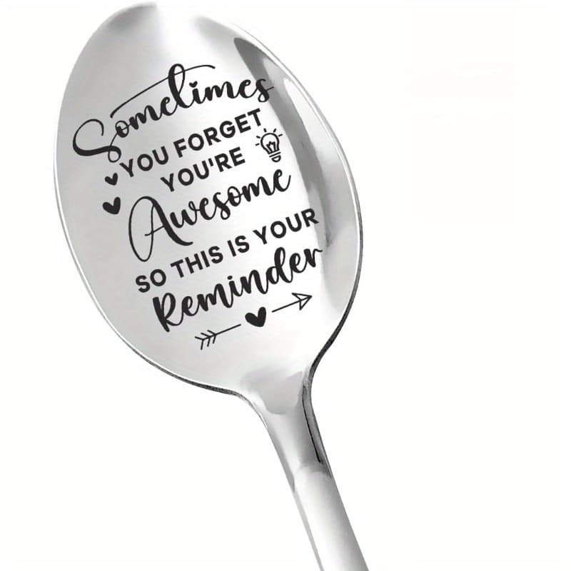 TEMU 1pc " You You're Awesome" Engraved Stainless Steel Spoon - Funny Spoon With Inspirational Message, Perfect Gift For , Coworkers, , Birthday Or Christmas Present, Coffee Spoon
