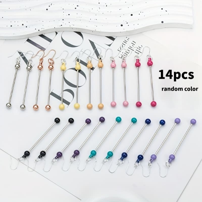 TEMU 14pcs Random Color Jewelry Making Kit Jewelry Earrings Free Combination Earrings, Bead Accessories Kit Removable Earrings Bead Earrings- Used For Women's Earrings, Earring Pendant
