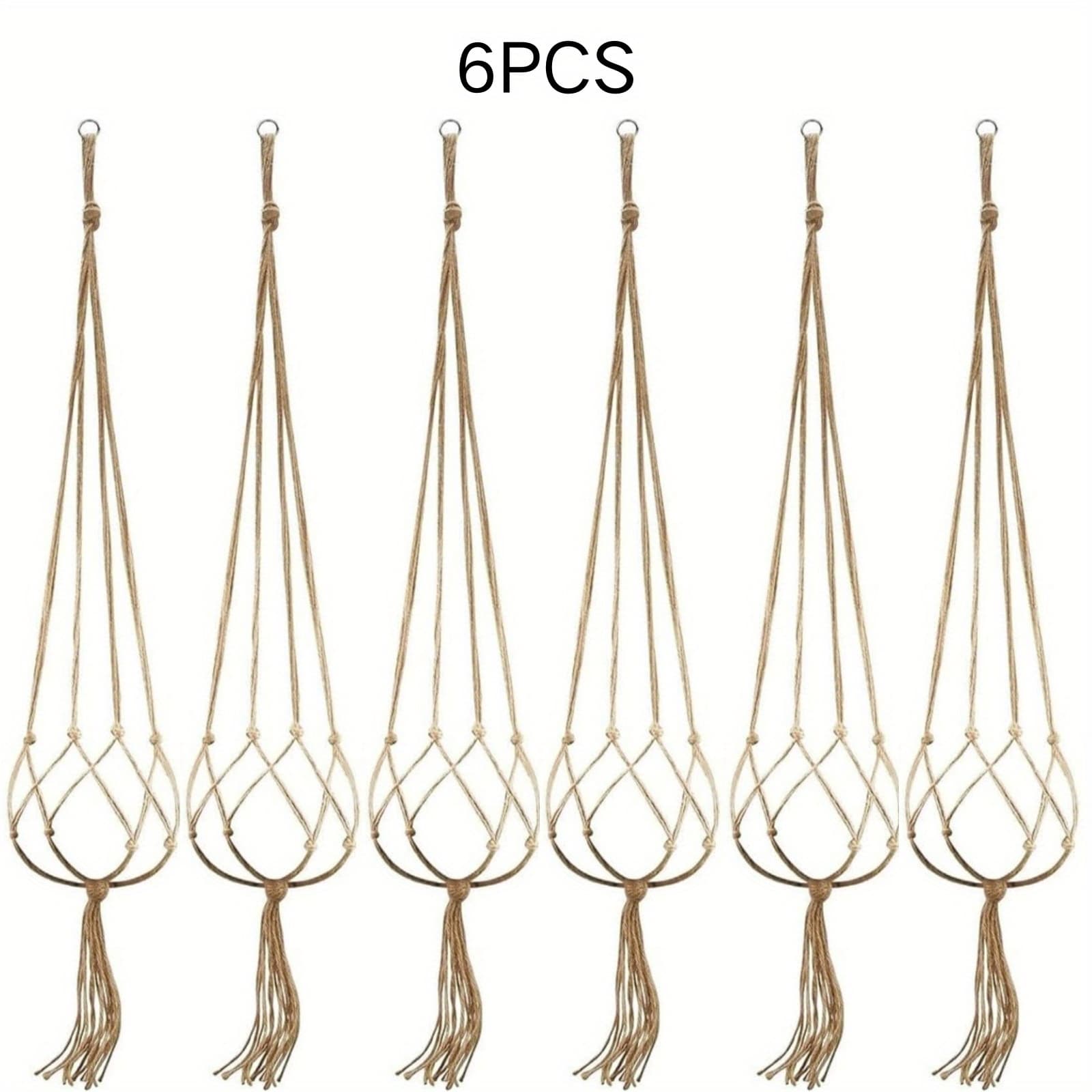 TEMU 2/4/6 Pack 90cm Plant Hanger Basket Liners Included With Country Jute, Elegant For Home Garden, Patio And Office, Indoor & Outdoor Decoration, Only Hanger, No Plant Or Pot