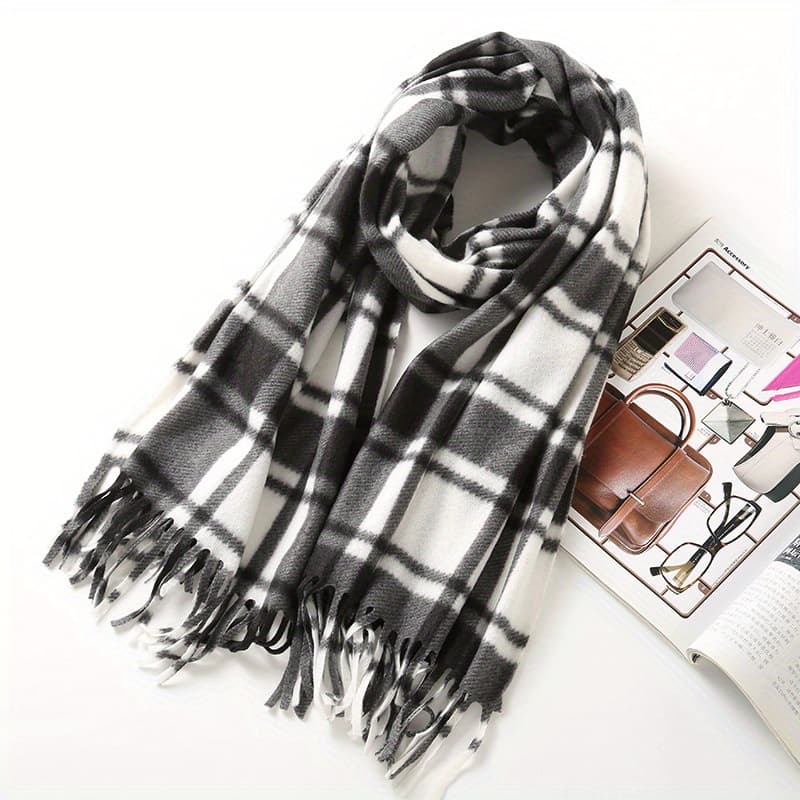 TEMU Mature Style Scarf For Men And Women - Chunky, Acrylic 100%, Casual , Hand Washable, Warmth And Decorative, Solid Color, Non-stretch, No Feathers