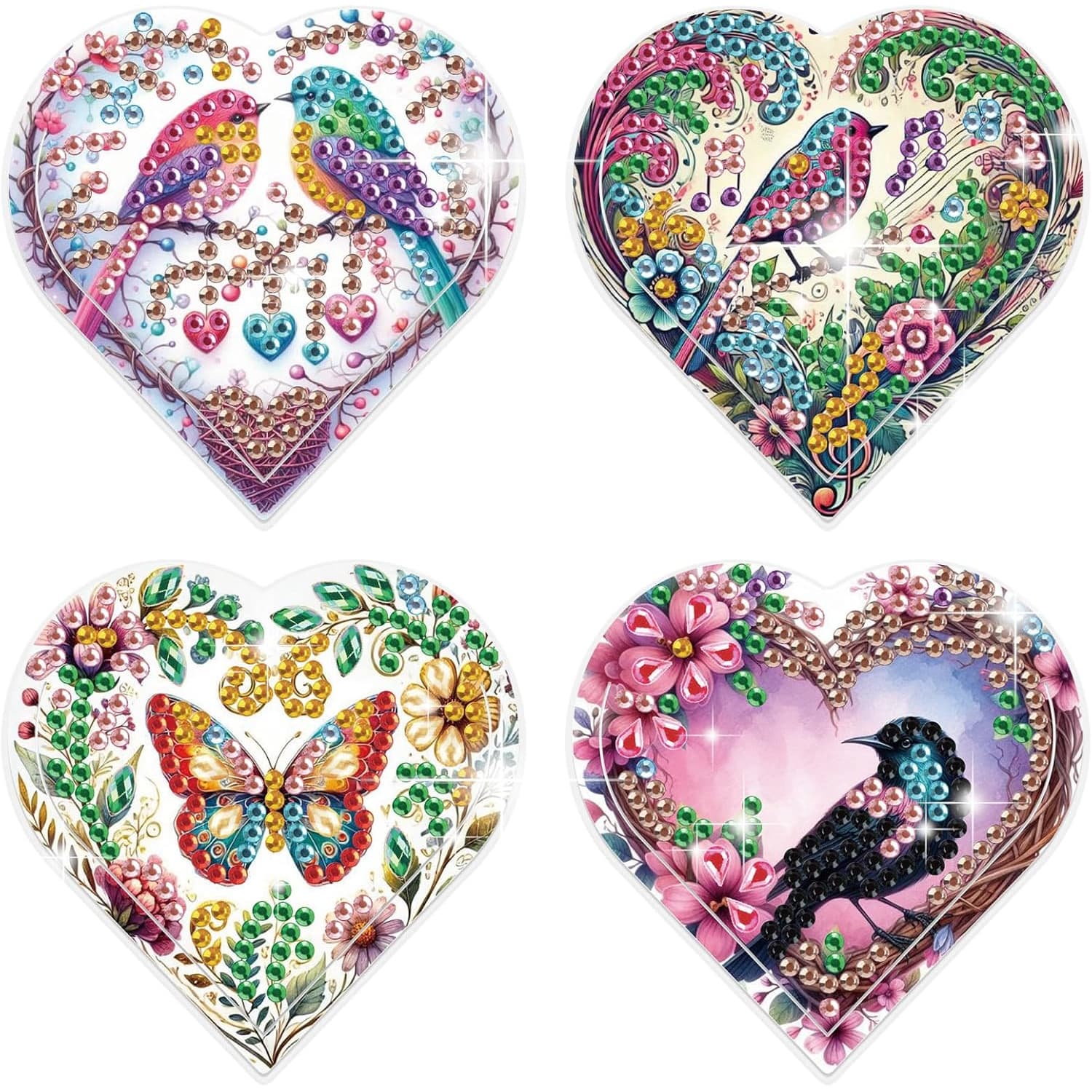 TEMU 4pcs Heart Shaped Bookmark Kit, Suitable For Adults 5d Bookmark Corner Heart Set, Diamond Painting Bookmark, Special Shaped Crystal Crafts Reading Additions, For Book Lovers And Beginners