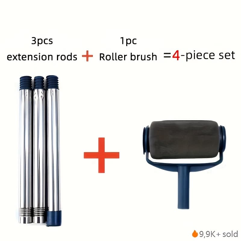 TEMU Large Paint Roller Set, With Extension Rod, 6-inch Roller, Metal And Plastic, Smooth And Uniform Coating, Suitable For Latex Wall Paint Home Decoration, Holiday Decoration Tool