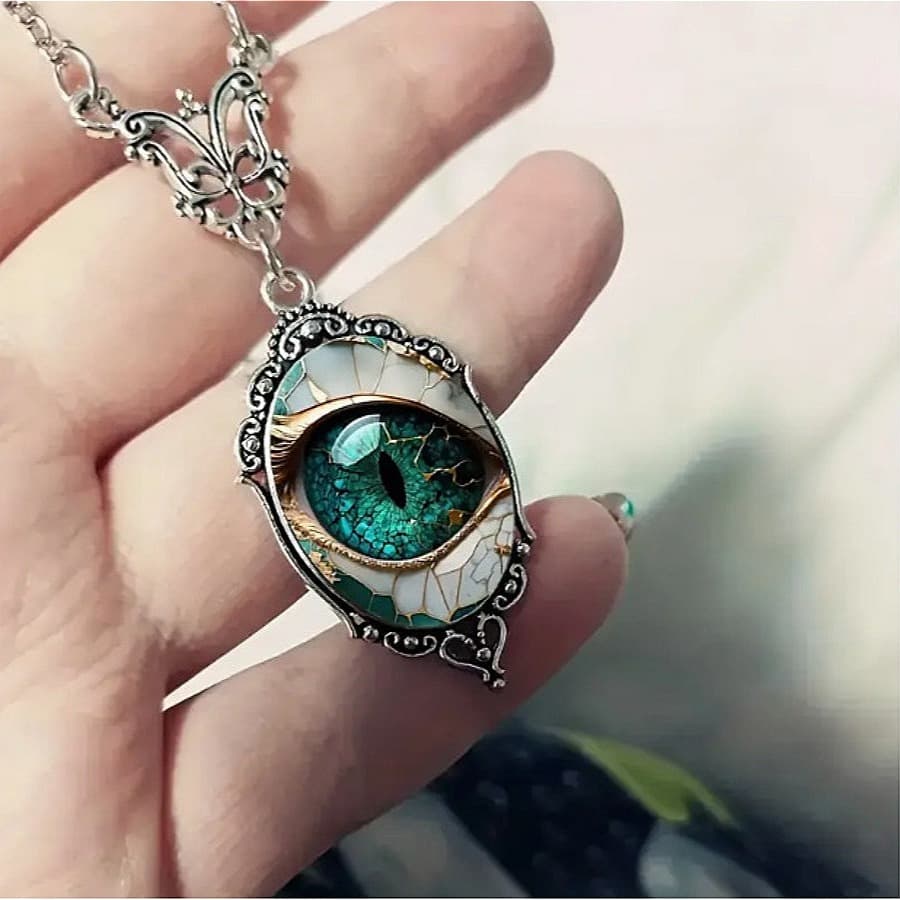 TEMU A Stylish And Vibrant Oval Pendant Necklace Featuring A Mysterious , Perfect For Birthday Presents And Party