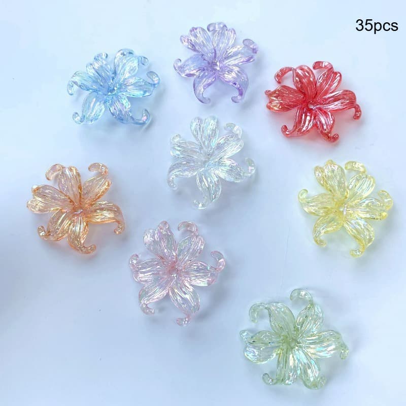 TEMU A Set Of 35 Semi-transparent 3d Decorative Beads In French Iris Ab Color, Measuring 37mm. This Light Luxury Handmade Accessory Kit Includes Flower Art Supplies With Needle Holes