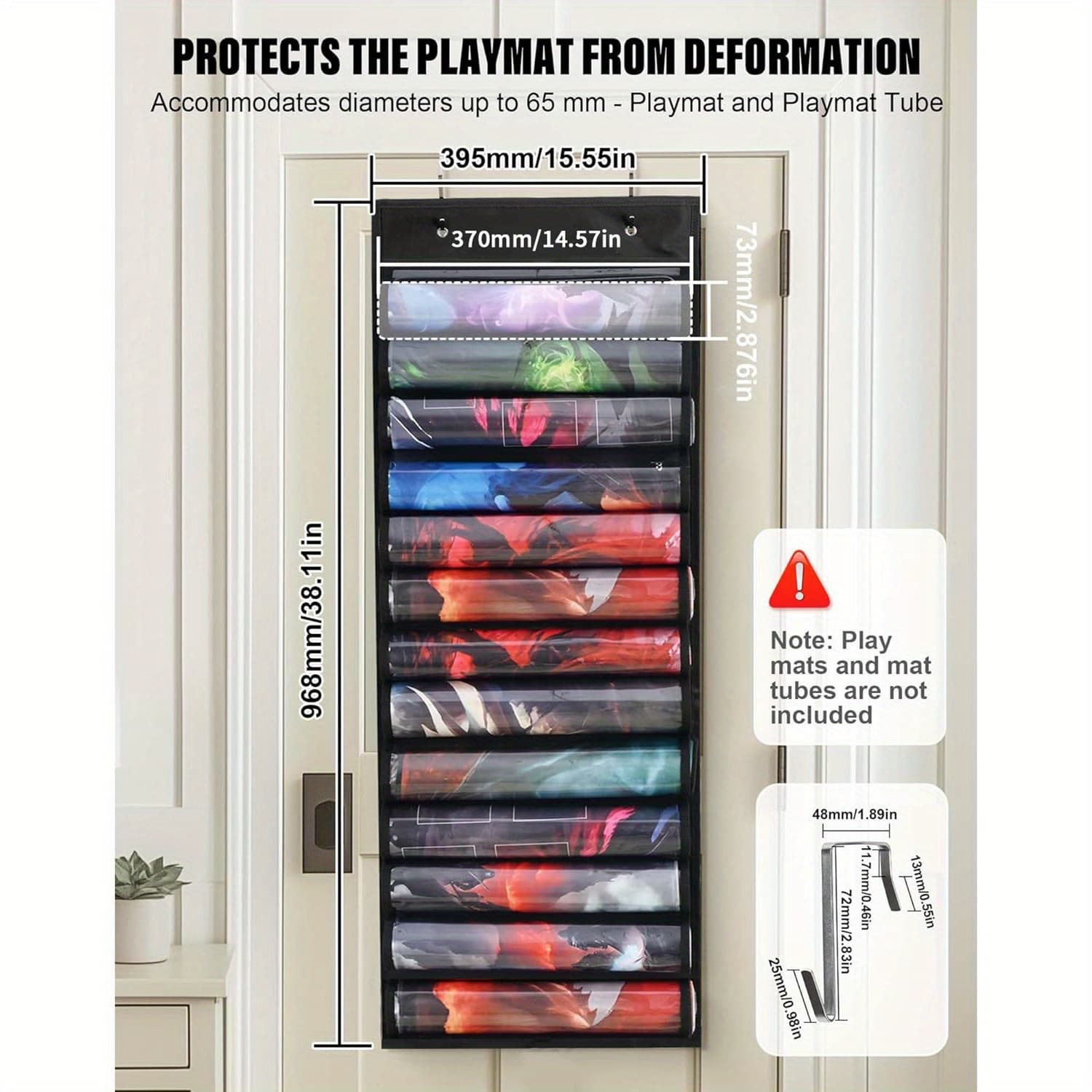 TEMU Storage Bag For Playmats, Designed To Be Hung, Suitable For Mtg With 2 Hooks, Accommodates Over 12 Card Game Playmats With Plastic Compartments, Portable Case For Tcg/rpg Game Mats