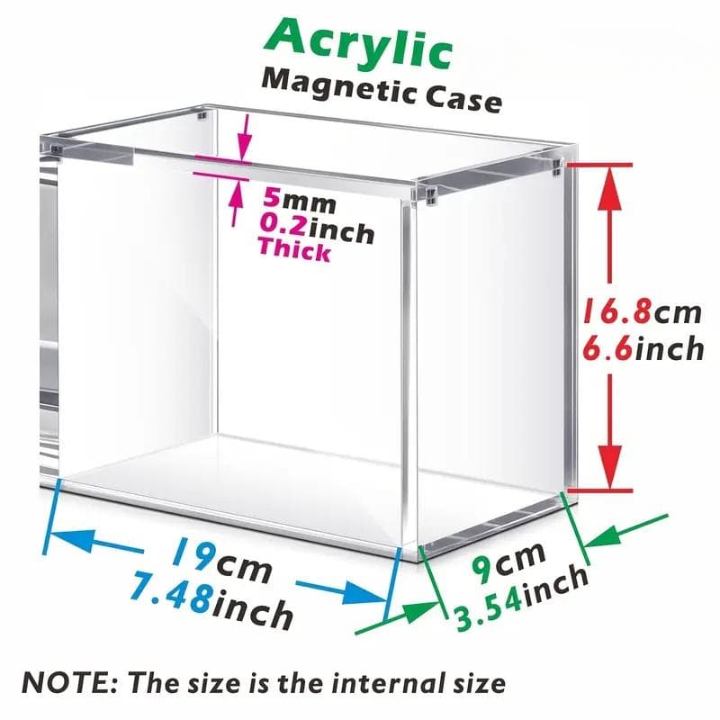 TEMU 5mm Thick High- Magnetic Acrylic Display Case - : 7.5"x3.5"x6.6" & 5.4"x3"x4.9" - Dust-proof Premium Storage Box For Trading Cards, Collectibles & Sports Memorabilia