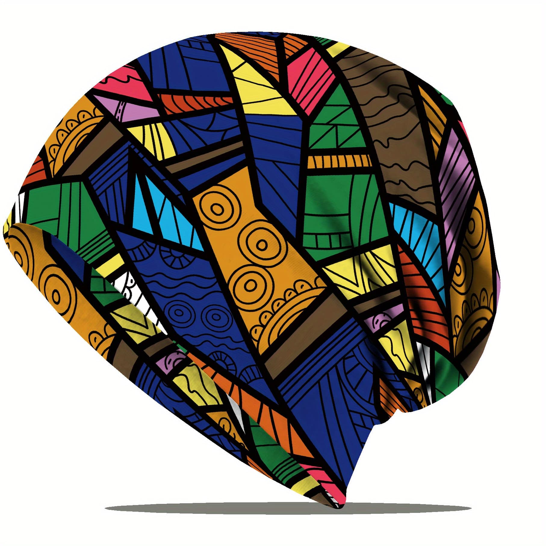 TEMU A Set Of 1/4 Vibrant Geometric Patterned Digital Prints, Bohemian Style 's Hat - Lightweight, Stretchy Fit, Hand Washable, Perfect For Chemotherapy, Support, And Casual Wear