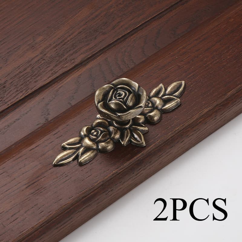 TEMU 2pcs Rose Furniture Handle With Back Panel, Drawer Handle, Suitable For Dressing Table, Drawer, Cabinet