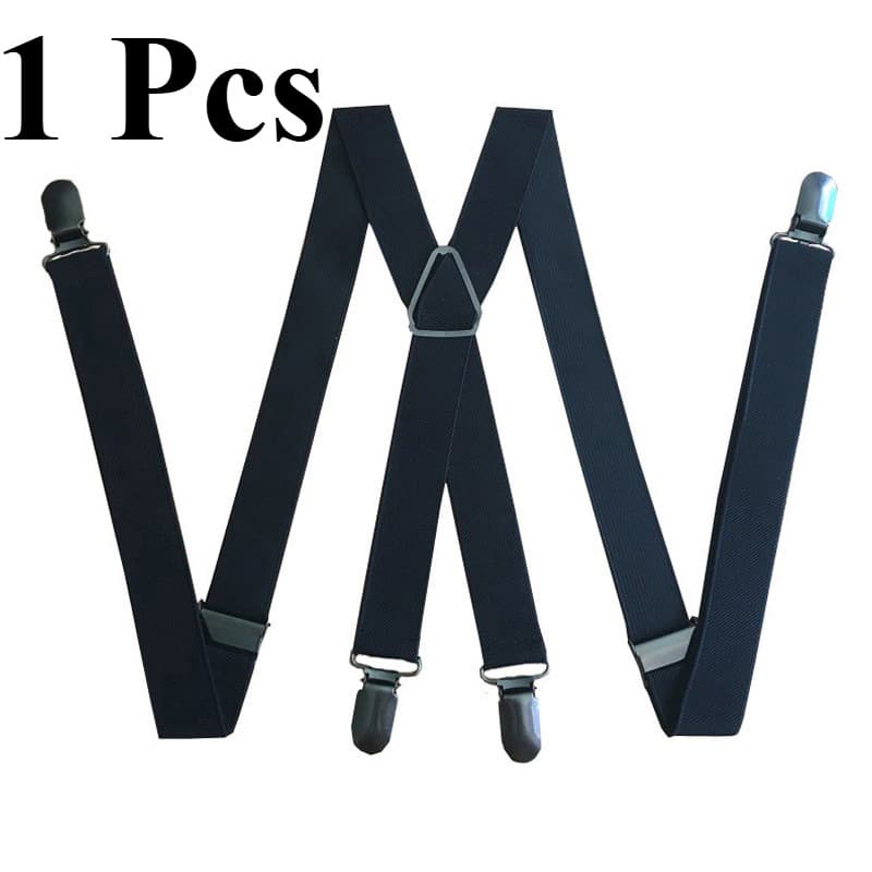 TEMU 1pc Men's High-elastic Adjustable 4-clip Sturdy Suspenders, Heavy-duty X-suspenders, Adult Elastic Webbing Suspenders, Perfect For Father's Day Gifts