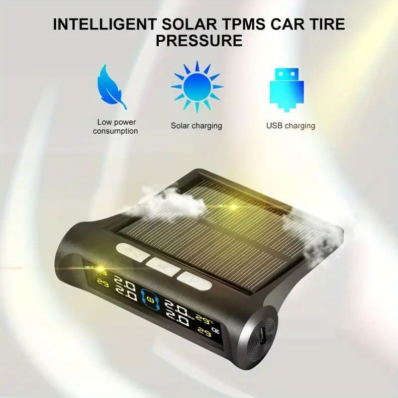 TEMU High-precision Tire Pressure Monitoring System (tpms) With Real-time Tire Pressure And Temperature Display. Display With High-temperature, High-pressure, And Leak Alarms
