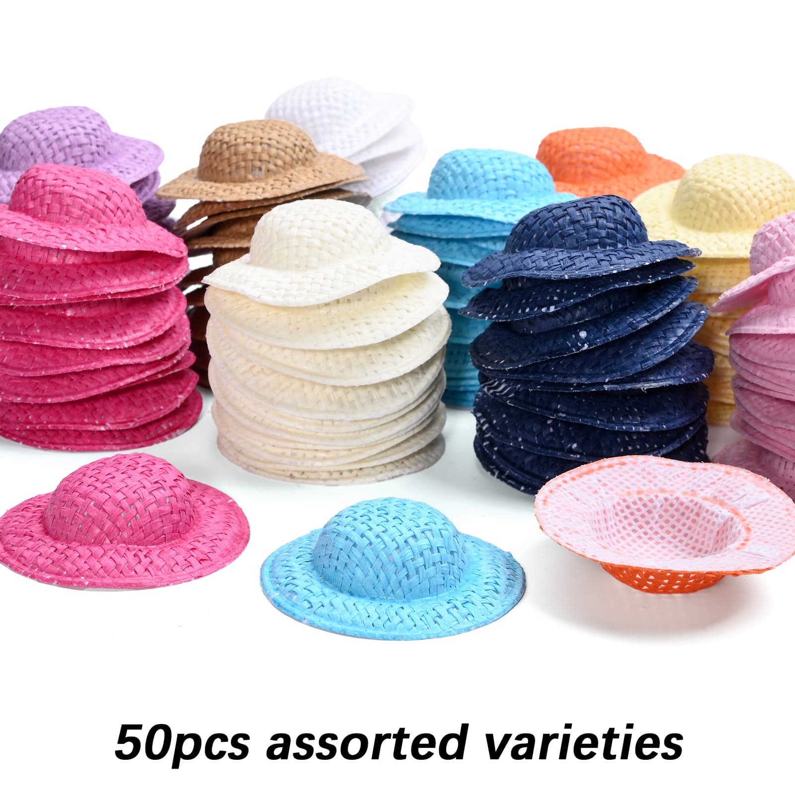 TEMU 50/ 100pcs Random Color Assorted Mini Hat For Crafts, Vibrant Wdeeing Party Accessories For Home Decor, Cloth Material, For Jewelry Making Handmade Gift