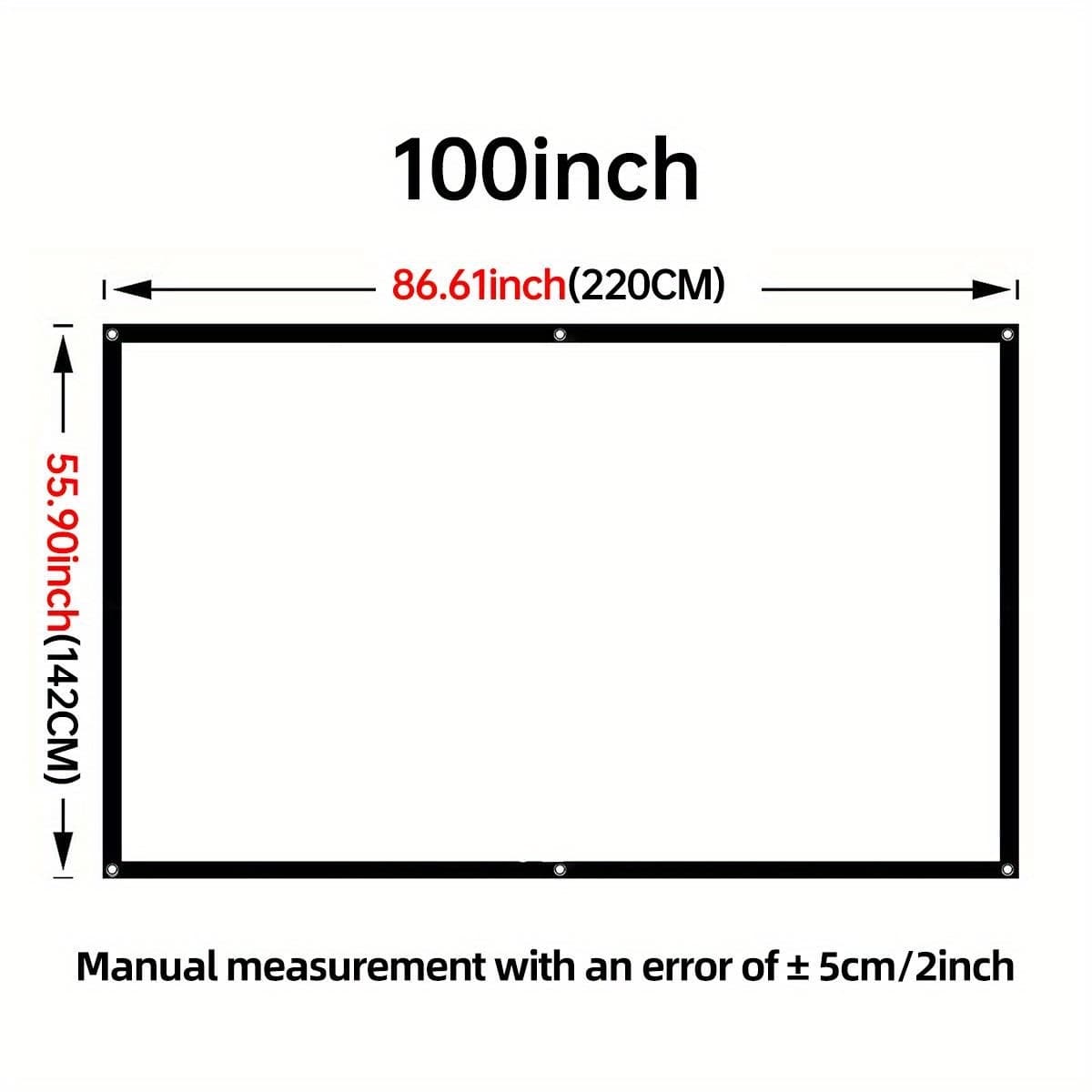 TEMU 4k 100-inch 3d Projection Screen With 16:9 Ratio, Portable Foldable Design For Home Theater & Outdoor Use, Manual Retraction, Multiple Image Display, For Home Theater Accessory, Vibrant Display,