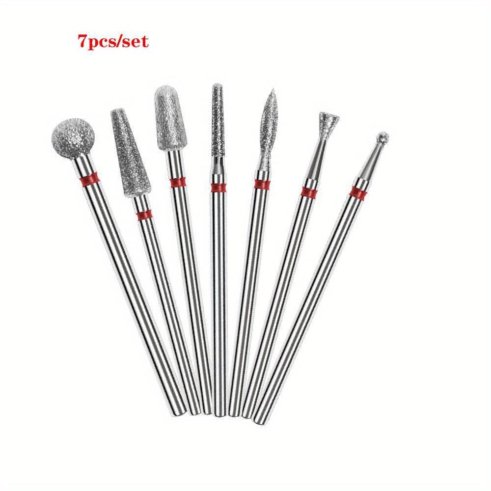 TEMU 7pcs Nail Polishing Bits, Nail Drill Bits, Nail Polishing Cleaning Brush, Pedicure Remover For Acrylic Gel, Nails Polishing Tools, Nail Art Pedicure Manicure Tools