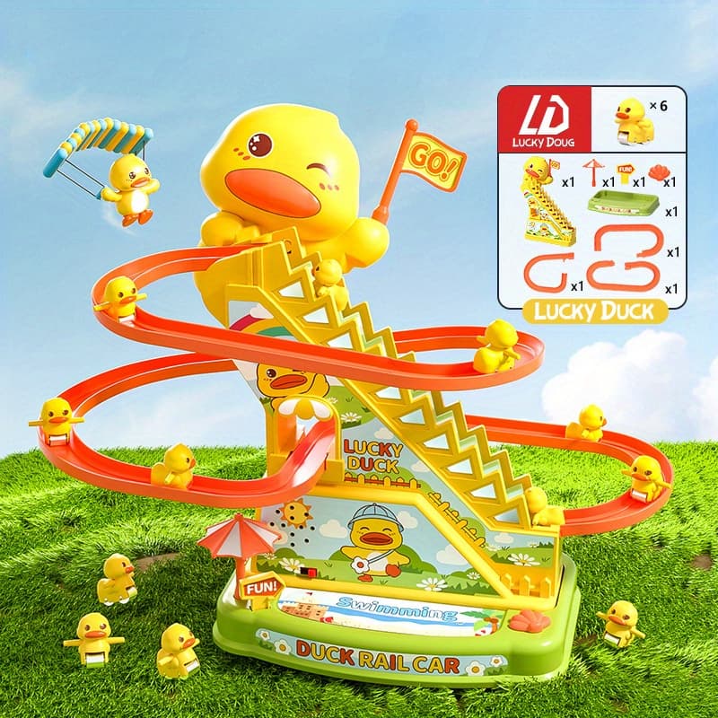 TEMU Electric Slide Duck Toys With Music, Climbing Stairs Toy For Boys And Girls Age 3 4 5 6, Holiday Gift, Easter Halloween Christmas Gift