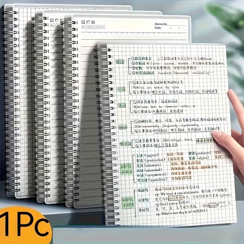 TEMU 1pc A5 Grid Notebook - 160 80 Sheet Spiral Bound With Premium Thick Paper For Office, Notes & Planning | Tool For Meeting Agendas, Sketching & Drafting, Professional & Academic Use