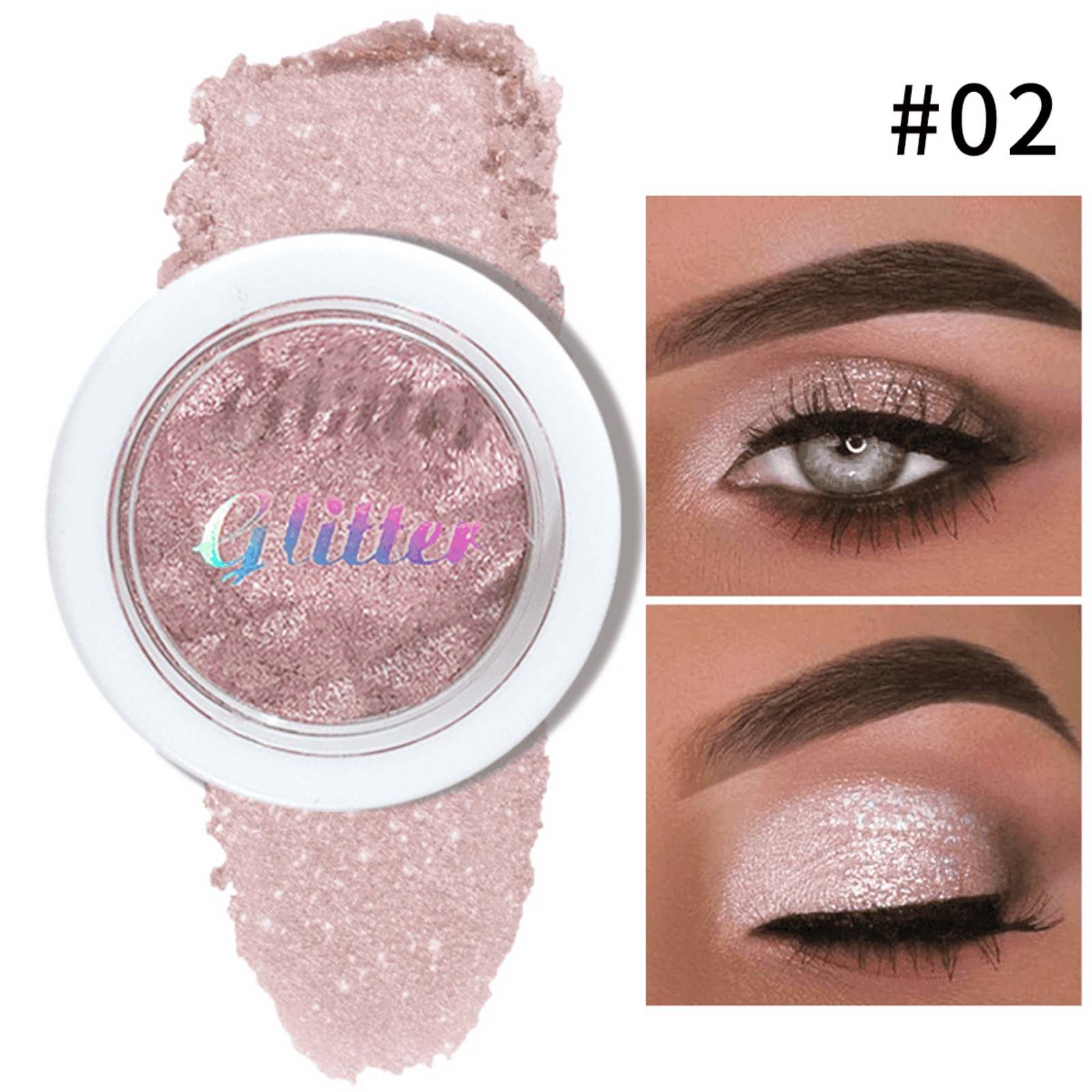 TEMU Monochrome Glitter Highlight Eyeshadow Palette - Shimmering Pink And Black Tones, Long-lasting Sparkle, Makeup Booster, Festive Glitter Highlighting And Contouring Palette