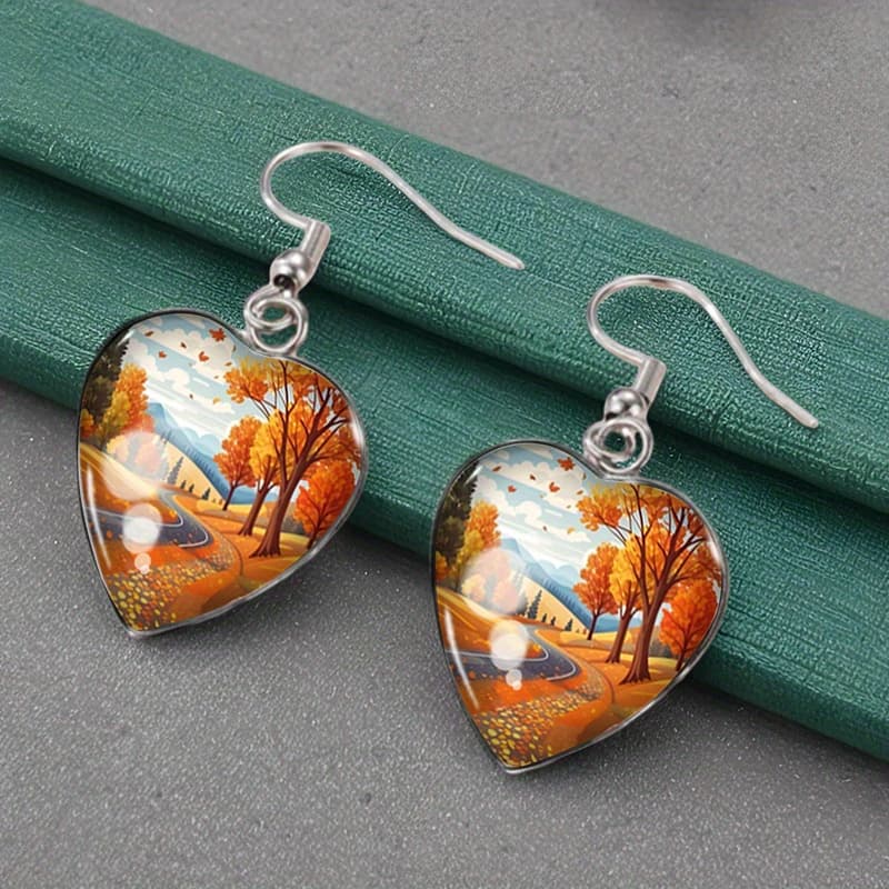 TEMU A Pair Of Heart-shaped Earrings By To The Autumn Trees, Without Battery
