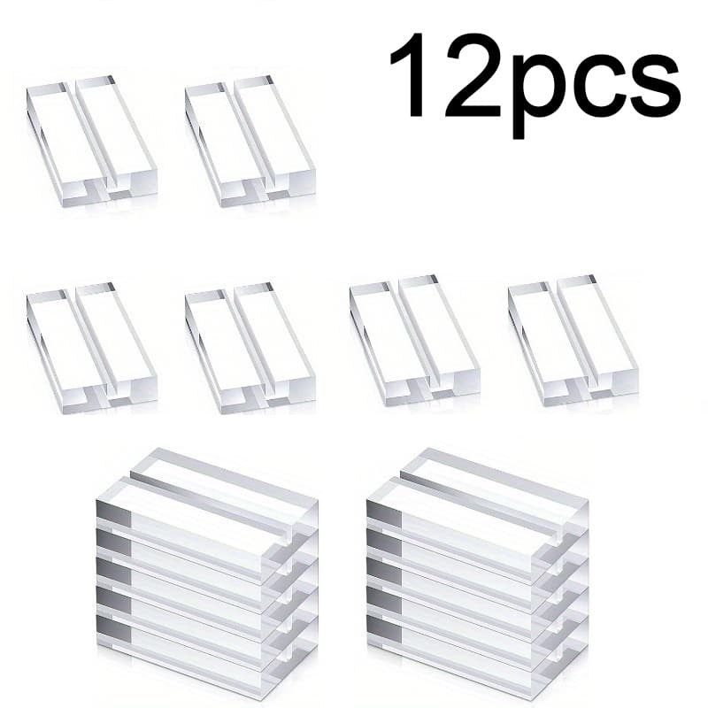 TEMU 12pcs Clear Acrylic Card Holders, Minimalist Transparent Desktop Display Stands, For Wedding Table Number Signs, Photos, Menus, Office Meeting Name Cards