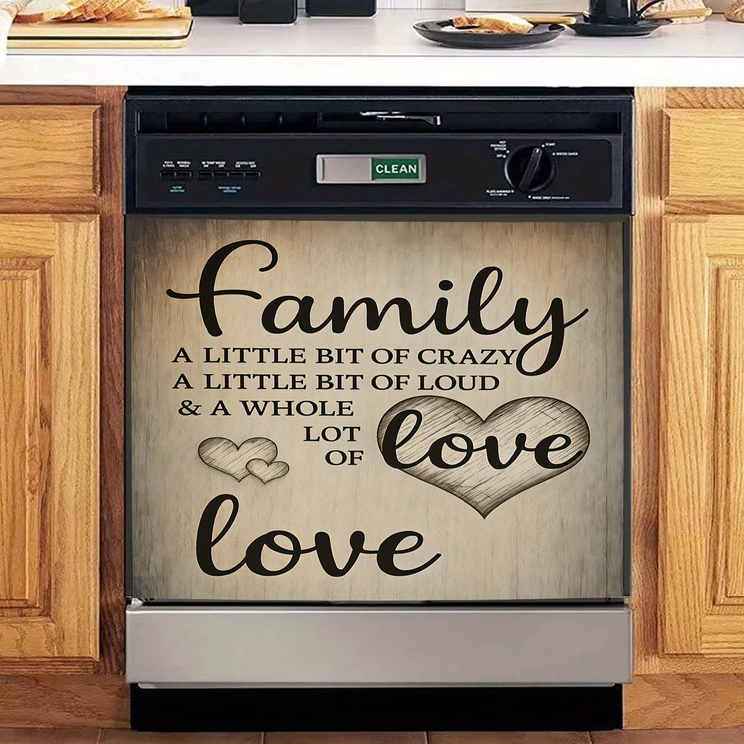TEMU Dishwasher Cover- "a Of Crazy, A Of Loud& A Whole Lot " Design With Heart Illustration, Kitchen Appliance Decal For Refrigerator Or Dishwasher, Dishwasher Cover Decorative