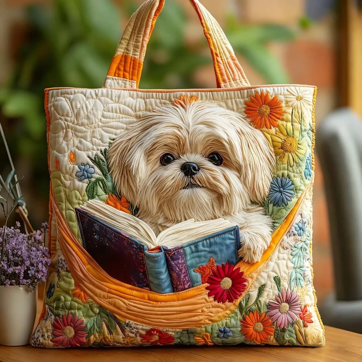TEMU Animal Theme Quilted Tote Bag Comfortable Fabric Large Capacity Storage Tote Bag For Daily Commuting And Travel Hand Washable Or Professional Unisex Tote Bag Cute Gift For Pet Lovers