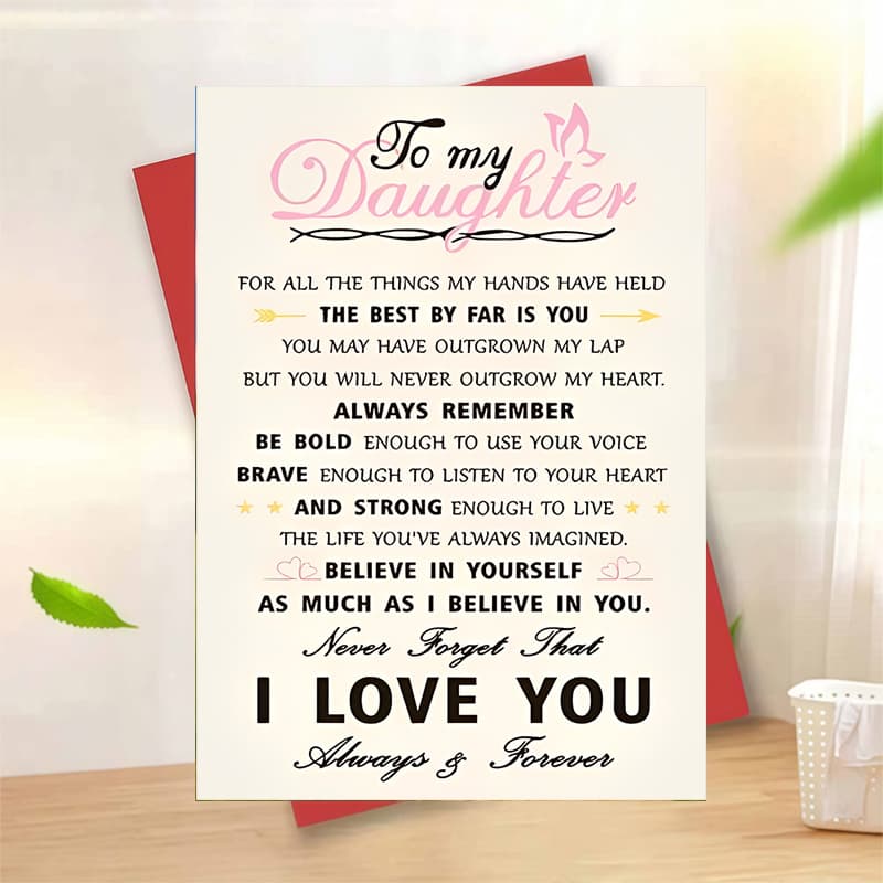 TEMU 1pc To My Daughter Inspirational Card Greeting Card With Envelope, Elegant Design With Heart , Perfect For Expressing Deep And Support, Great For , Colleagues, On Valentine's Day