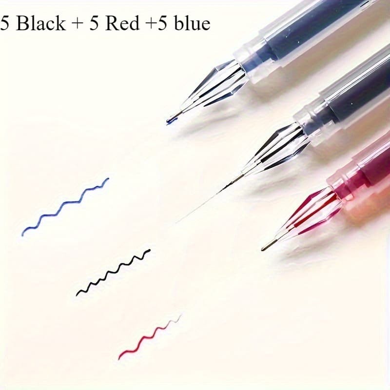 TEMU 15pcs/mix Gel Pens, Fine 0.38mm Large-capacity Black/blue/red Ink Refills For Exam Signing Writing School Office Supplies Stationery