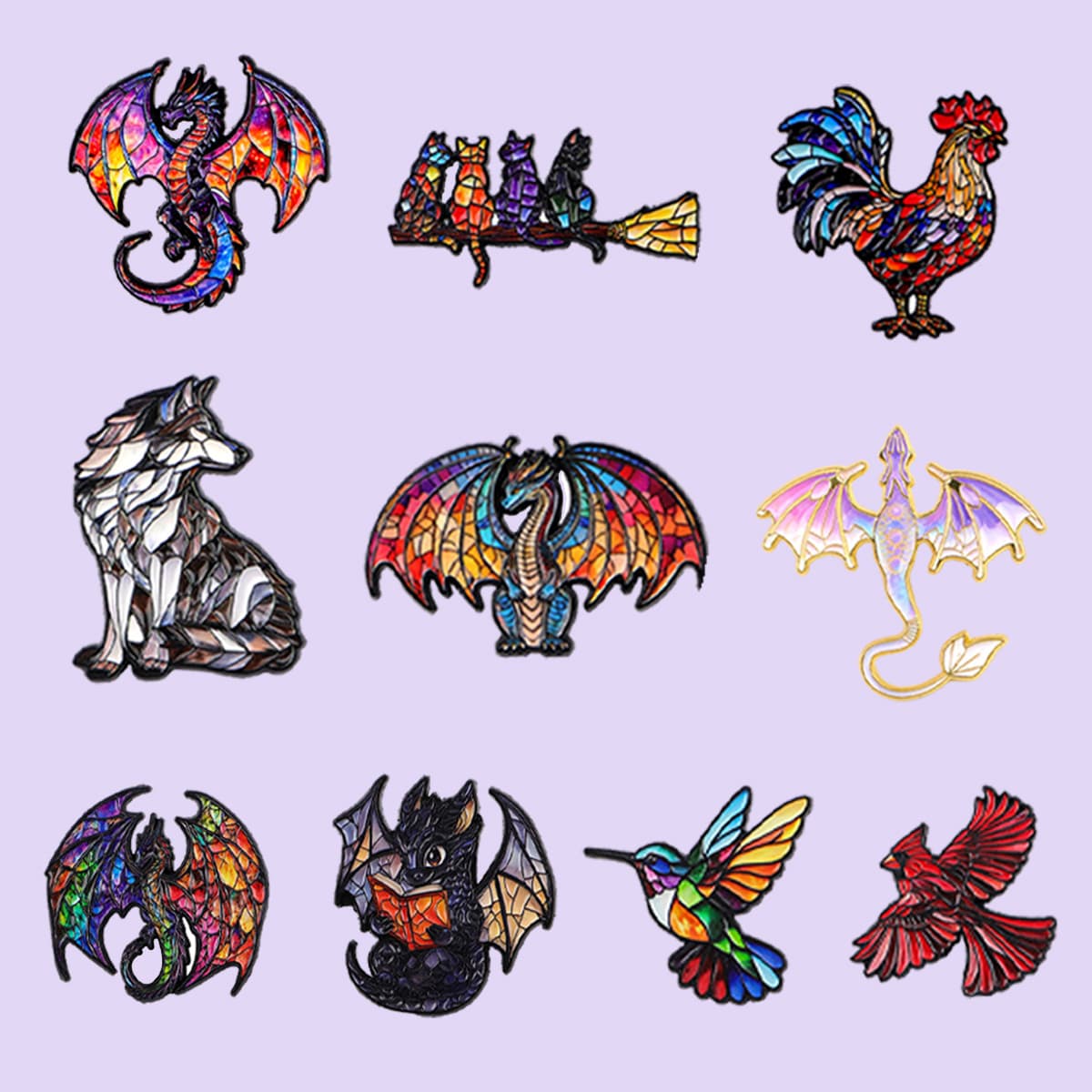 TEMU 10pcs/set Colorful Dragon, Cat Cartoon Lapel Pins Enamel Pin For Backpacks Briefcase Badges Brooch For Clothes Additions Fashion Gifts