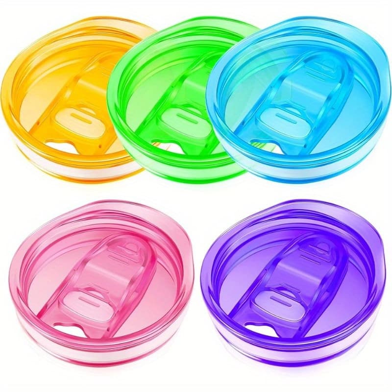 TEMU Set Of 5 20oz Slim Tumbler Replacement Lids, Made Of Plastic, Designed To Resist And Prevent , Suitable For Cooler Cups, In Colors