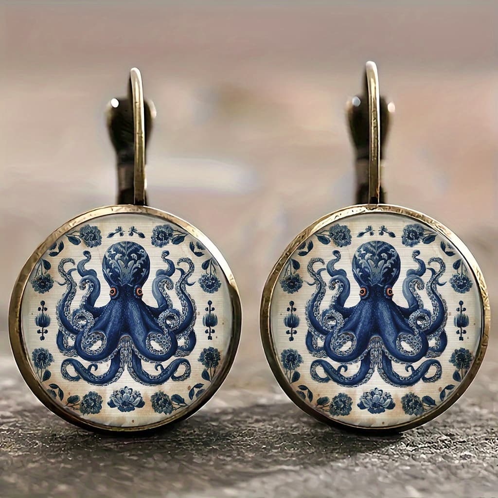 TEMU Alloy Retro Round Earrings, Pattern Earrings, Retro Style, Light Additions, Easy And Fashionable Shape, Daily Versatile Earrings, Gift , Suitable For Many Occasions