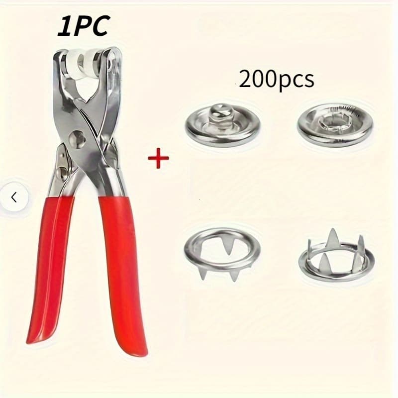 TEMU 1set Multifunctional Sewing Snap Fastener Kit With Hand Pressure Pliers - Rustproof, Durable Alloy Five-claw Snap For Clothing Repair And Decoration, Clothing Additions | Vibrant Colors | Alloy