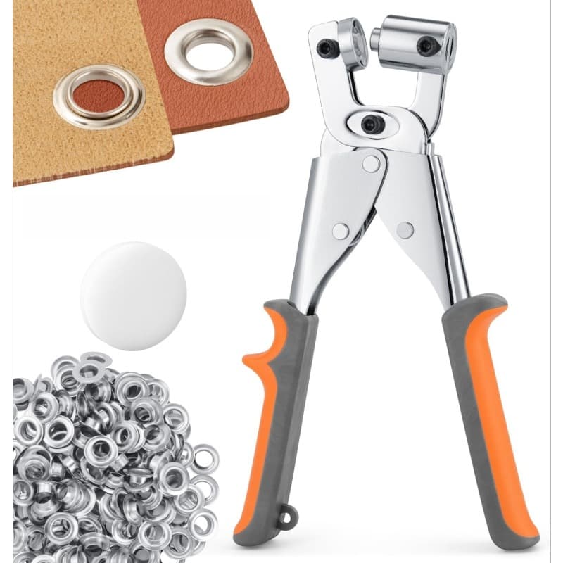 TEMU Heavy Duty Grommet Tool Kit 3/8 Inch (10mm) - Handheld Press With Hole Punch & 500pcs Eyelets For Leather, Canvas, Fabric, Tarps, Vinyl, Banners, Tents